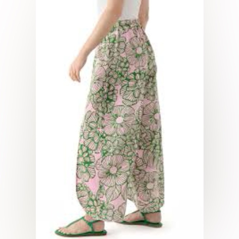Women's Floral Printed Pants with Front Slit NWT large